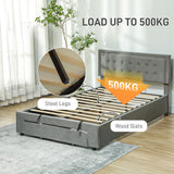 Velvet Double Ottoman Storage Bed 140cm Wide With Front Drawer - Velmora