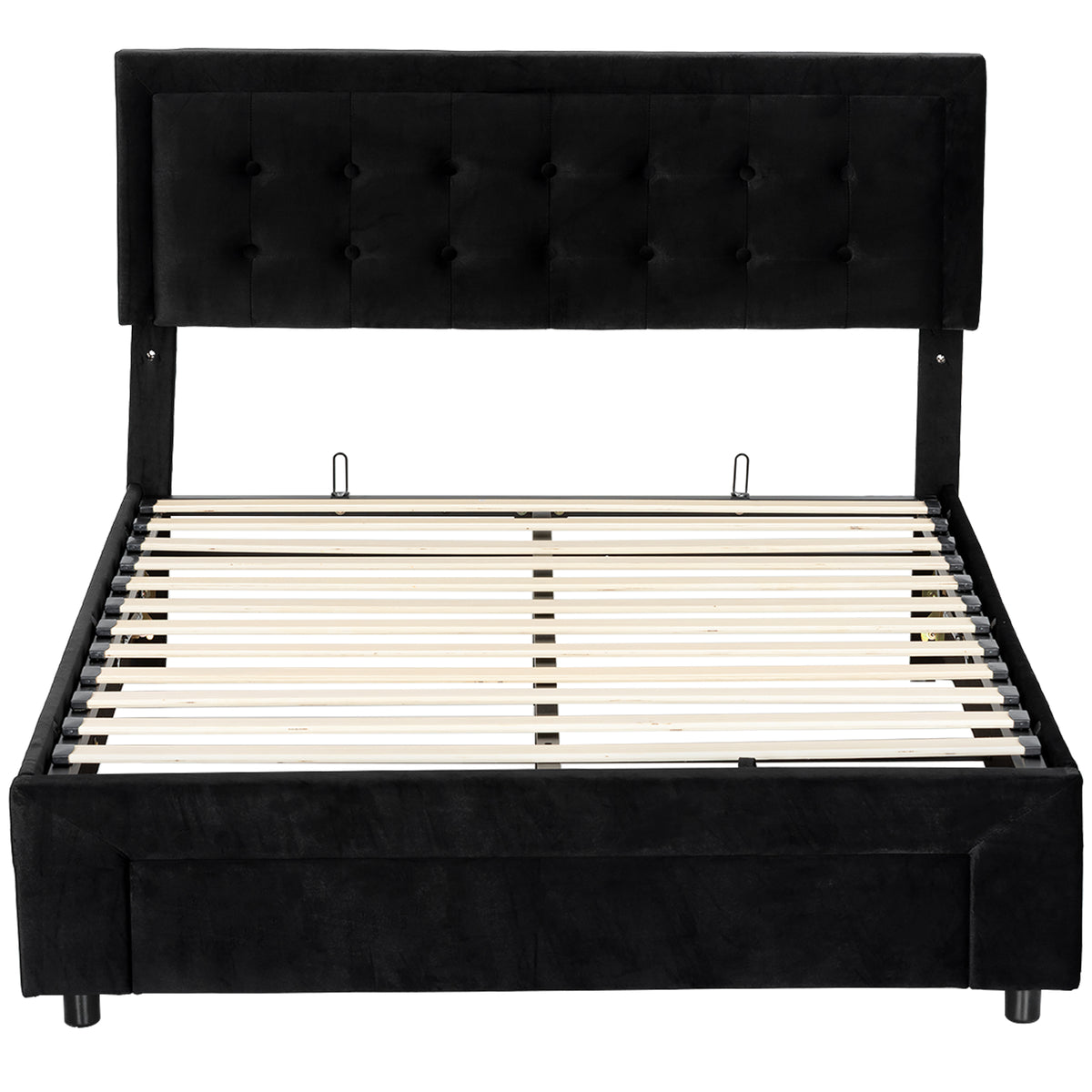 Velvet Double Ottoman Storage Bed 157.5cm Wide With Front Drawer - Velmora