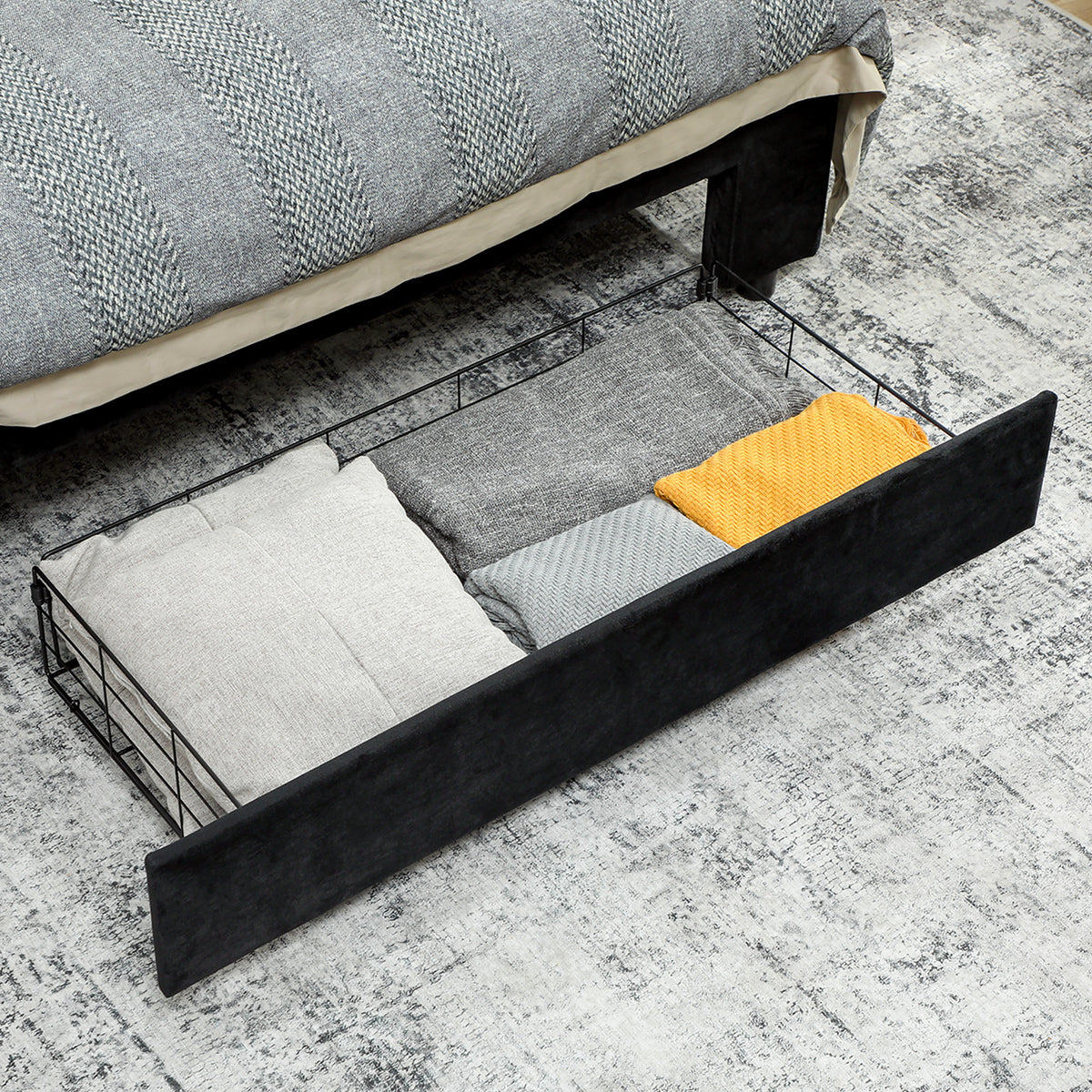 Velvet Double Ottoman Storage Bed 157.5cm Wide With Front Drawer - Velmora