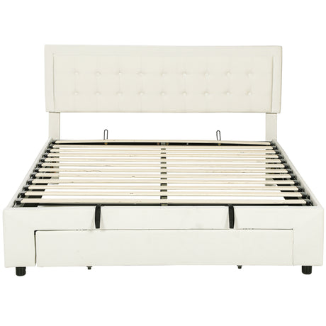 Velvet Double Ottoman Storage Bed 157.5cm Wide With Front Drawer - Velmora