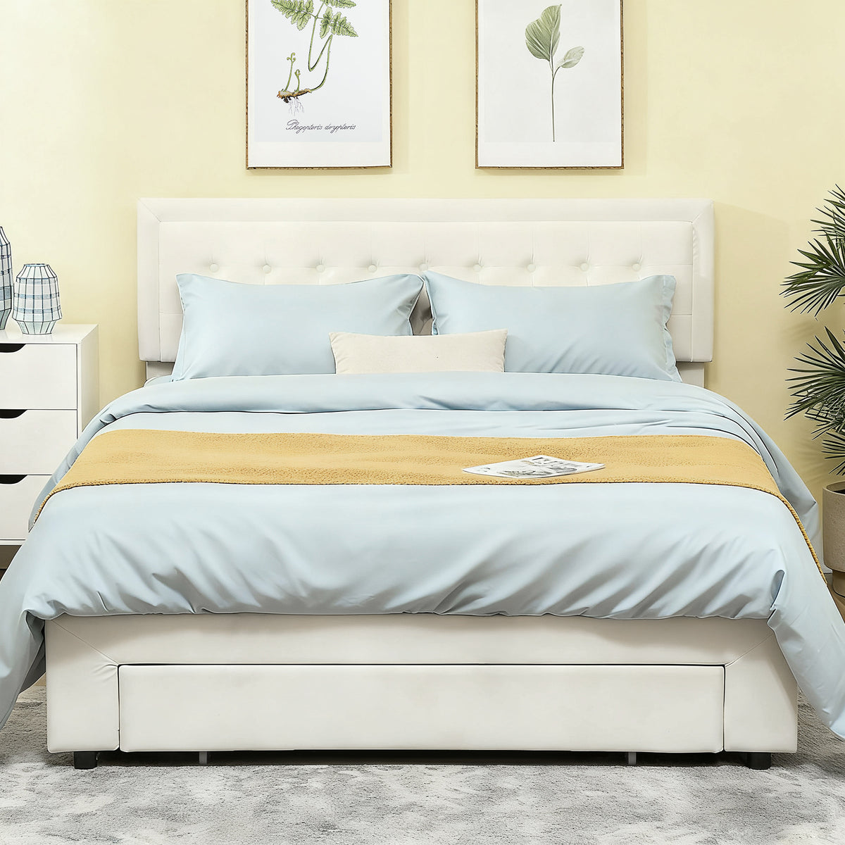 Velvet Double Ottoman Storage Bed 157.5cm Wide With Front Drawer - Velmora