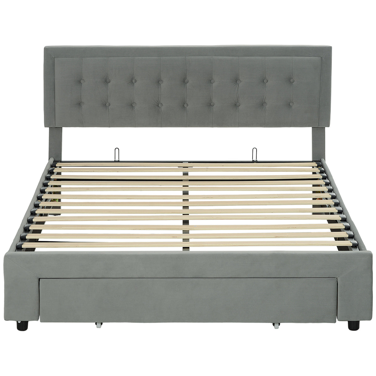 Velvet Double Ottoman Storage Bed 157.5cm Wide With Front Drawer - Velmora