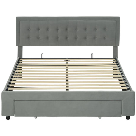 Velvet Double Ottoman Storage Bed 157.5cm Wide With Front Drawer - Velmora
