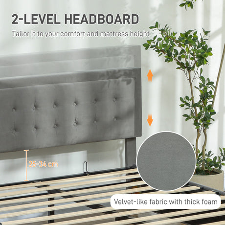 Velvet Double Ottoman Storage Bed 157.5cm Wide With Front Drawer - Velmora