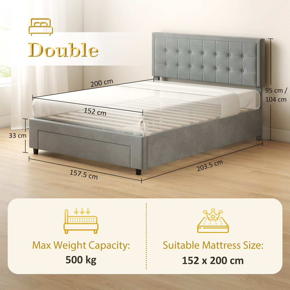 Velvet Double Ottoman Storage Bed 157.5cm Wide With Front Drawer - Velmora