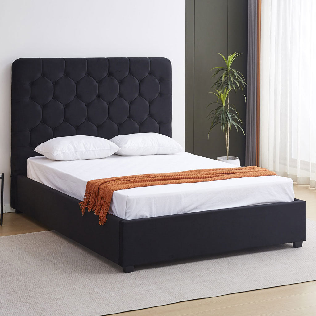 Velvet Double Ottoman Storage Bed - Madison