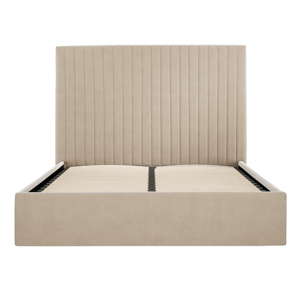 Velvet Double Ottoman Storage Bed With Tall Headboard - Berlin
