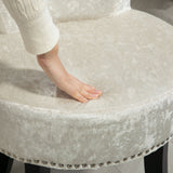 Velvet Dressing Table Stool 50cm Wide With Rubber Wood Legs - Velmora