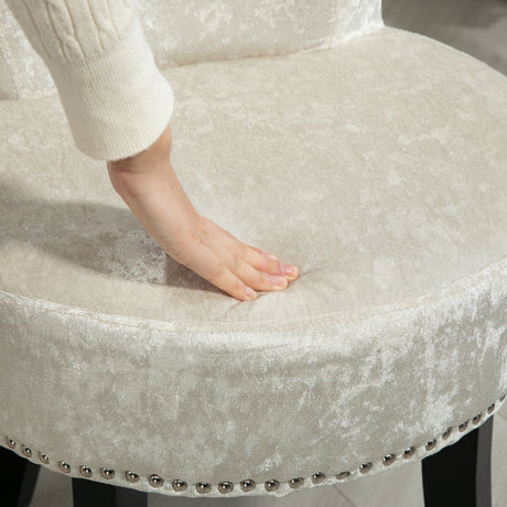 Velvet Dressing Table Stool 50cm Wide With Rubber Wood Legs - Velmora