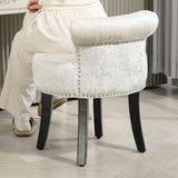 Velvet Dressing Table Stool 50cm Wide With Rubber Wood Legs - Velmora