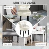 Velvet Dressing Table Stool 50cm Wide With Rubber Wood Legs - Velmora