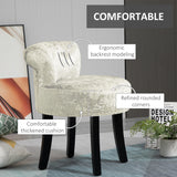 Velvet Dressing Table Stool 50cm Wide With Rubber Wood Legs - Velmora