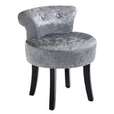Velvet Dressing Table Stool 50cm Wide With Rubber Wood Legs - Velmora