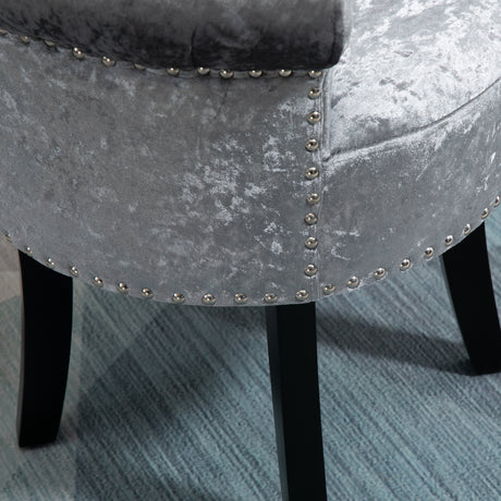 Velvet Dressing Table Stool 50cm Wide With Rubber Wood Legs - Velmora