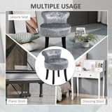 Velvet Dressing Table Stool 50cm Wide With Rubber Wood Legs - Velmora