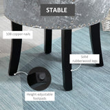 Velvet Dressing Table Stool 50cm Wide With Rubber Wood Legs - Velmora