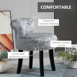 Velvet Dressing Table Stool 50cm Wide With Rubber Wood Legs - Velmora