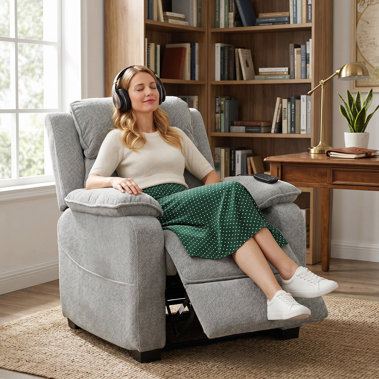 Velvet Electric Recliner Chair 86cm Wide - Velmora