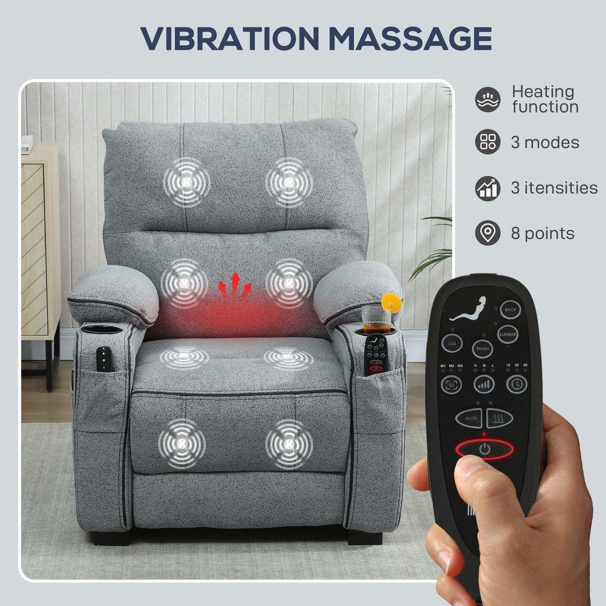 Velvet Electric Recliner Chair 96cm Wide - Velmora