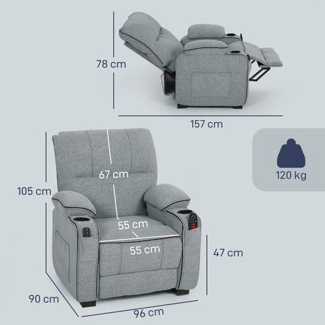 Velvet Electric Recliner Chair 96cm Wide - Velmora