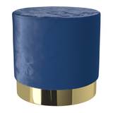 Velvet Footstool With Polished Gold Base - Ashford