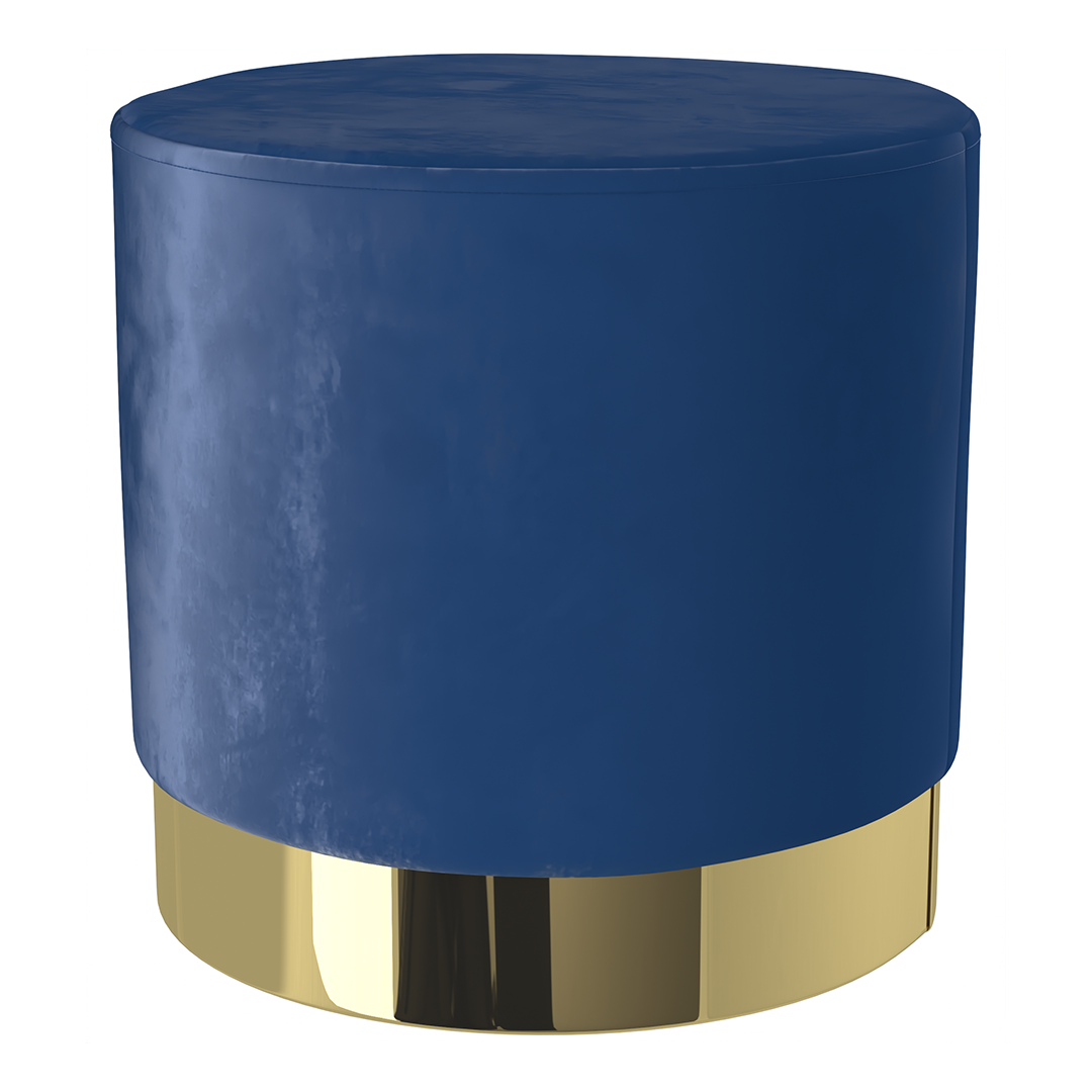 Velvet Footstool With Polished Gold Base - Ashford