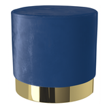 Velvet Footstool With Polished Gold Base - Ashford