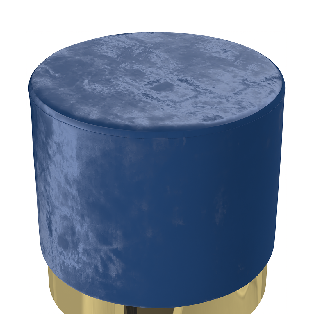 Velvet Footstool With Polished Gold Base - Ashford