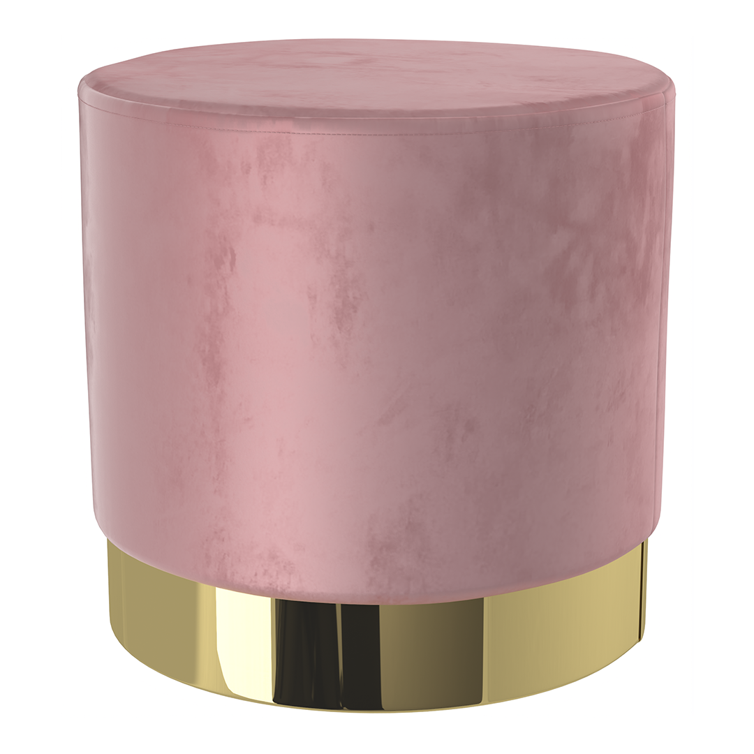 Velvet Footstool With Polished Gold Base - Ashford