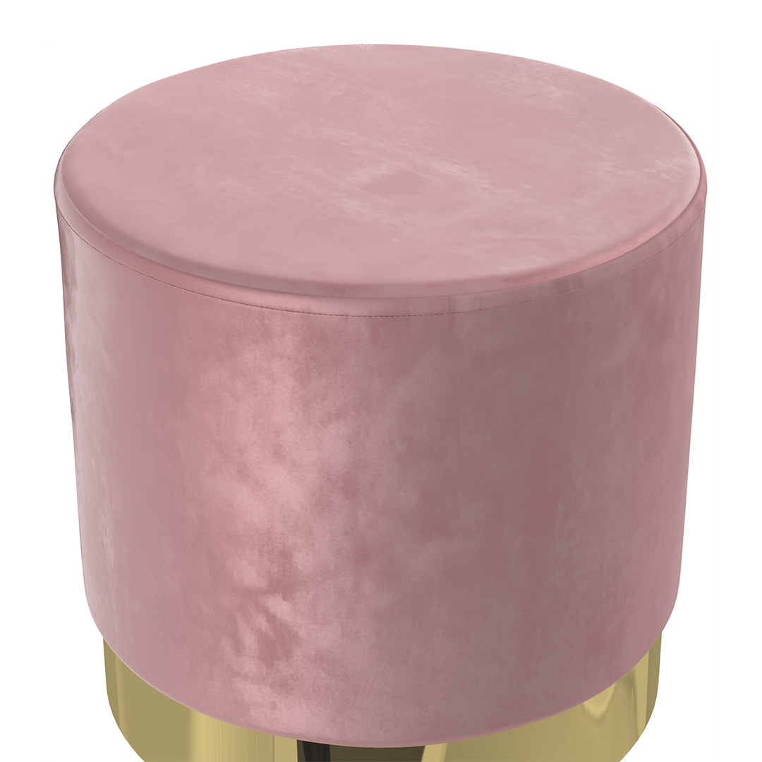Velvet Footstool With Polished Gold Base - Ashford
