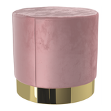 Velvet Footstool With Polished Gold Base - Ashford