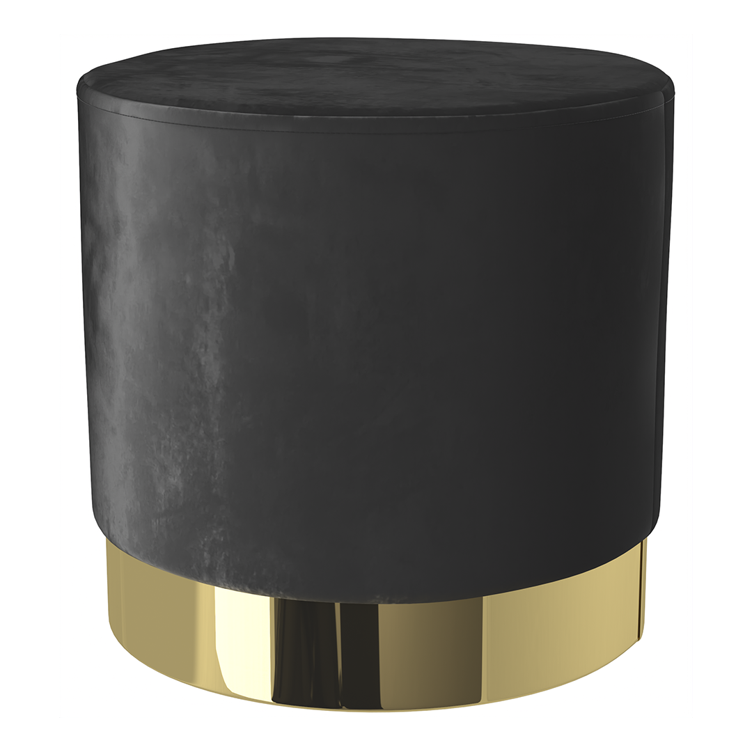 Velvet Footstool With Polished Gold Base - Ashford