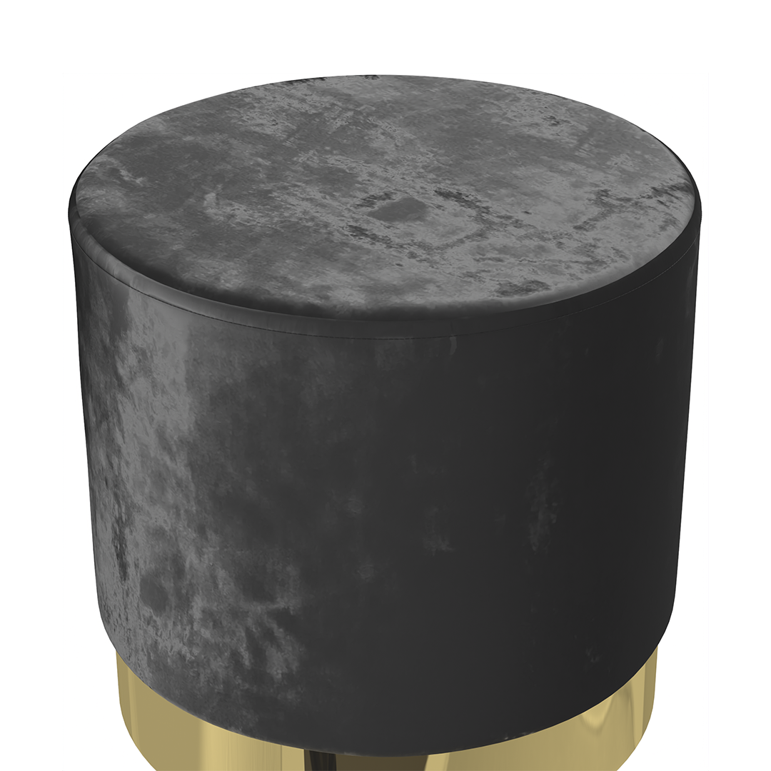 Velvet Footstool With Polished Gold Base - Ashford