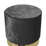 Velvet Footstool With Polished Gold Base - Ashford