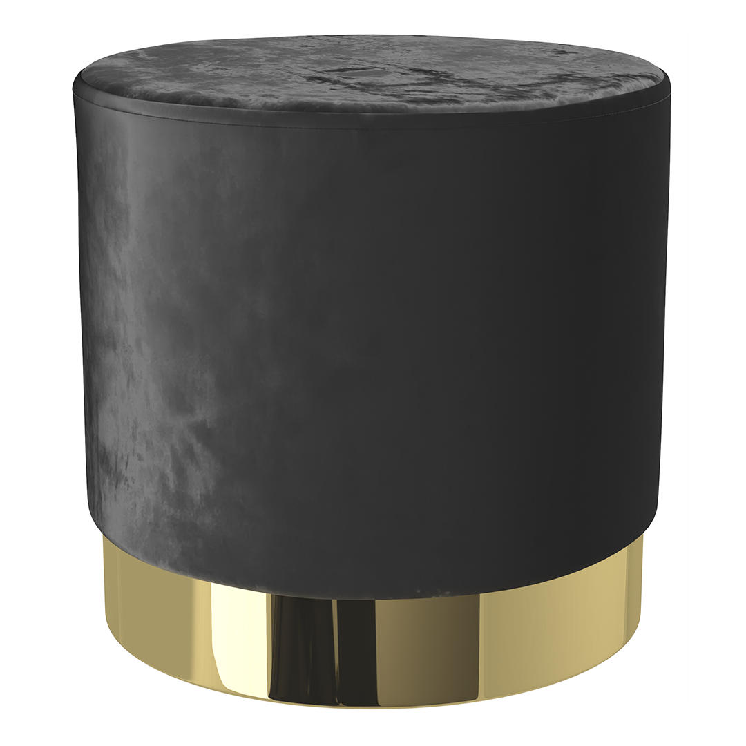 Velvet Footstool With Polished Gold Base - Ashford