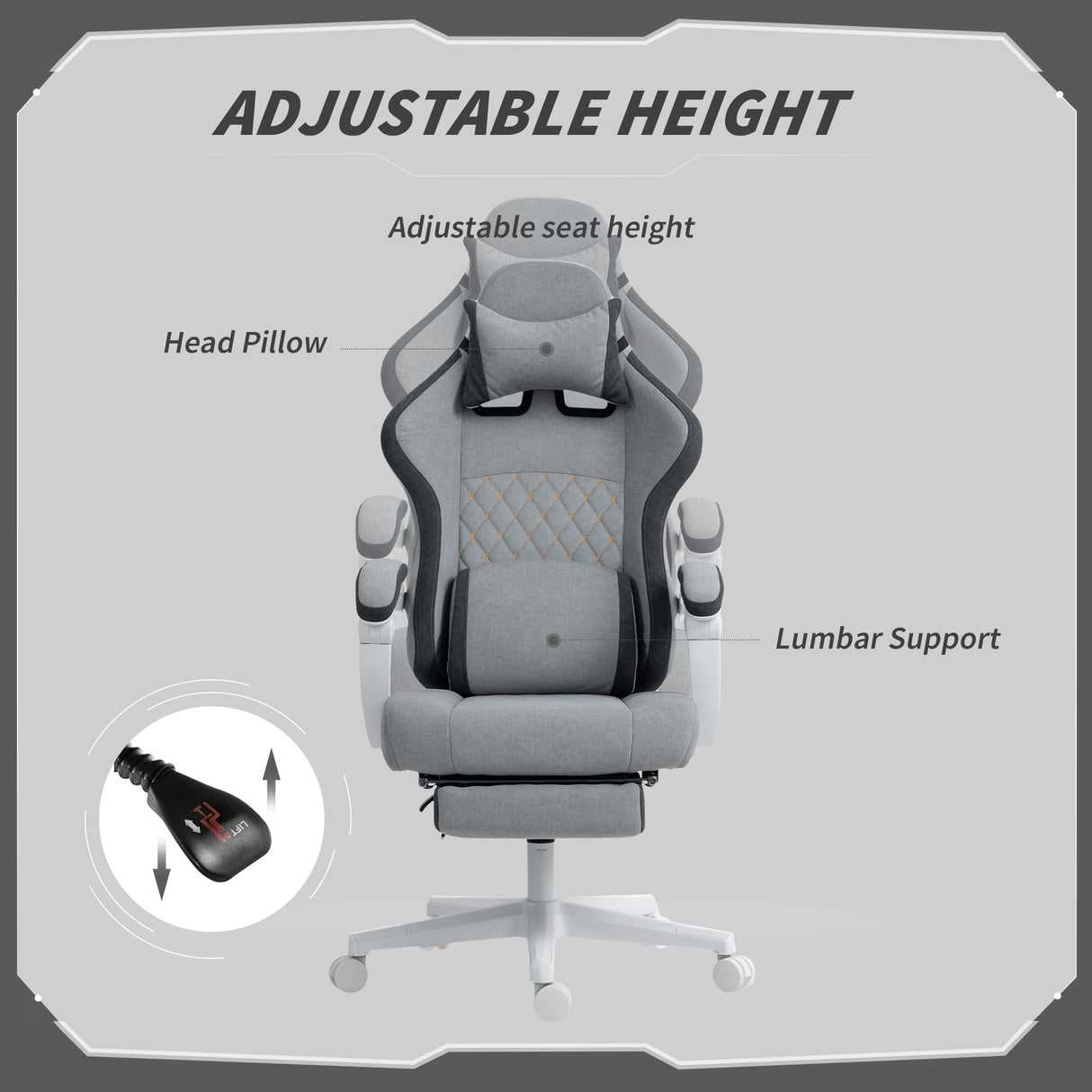 Velvet Gaming Chair 64cm Wide With Headrest - Velmora