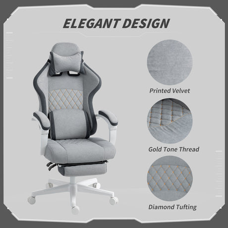 Velvet Gaming Chair 64cm Wide With Headrest - Velmora