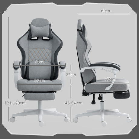 Velvet Gaming Chair 64cm Wide With Headrest - Velmora