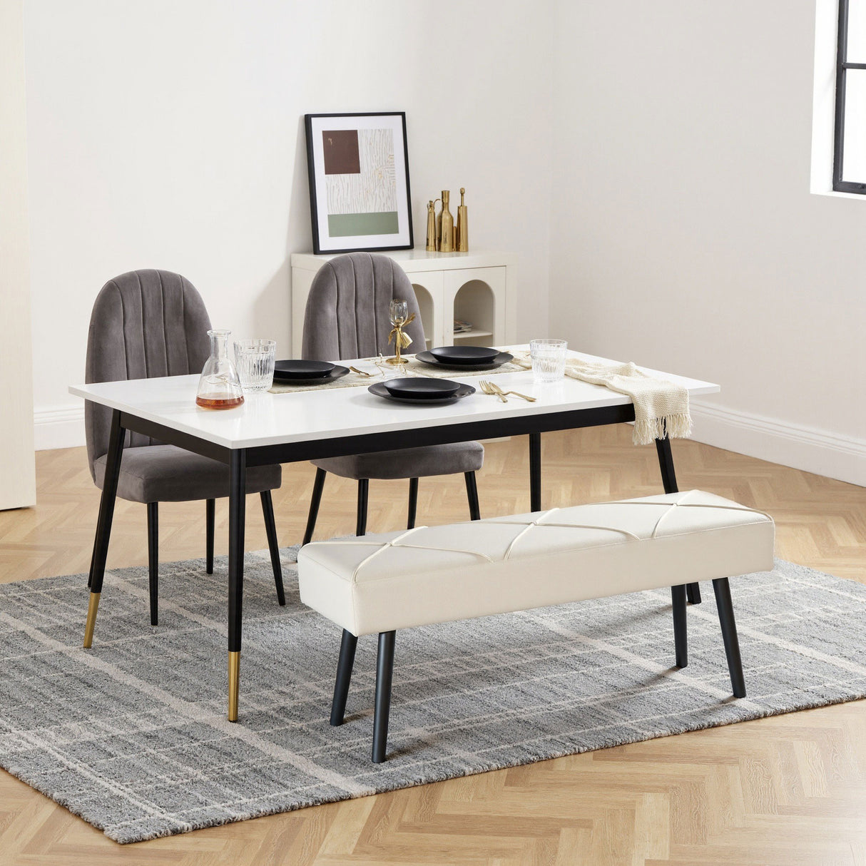 Velvet Hallway Seating Bench 100cm Wide - Velmora