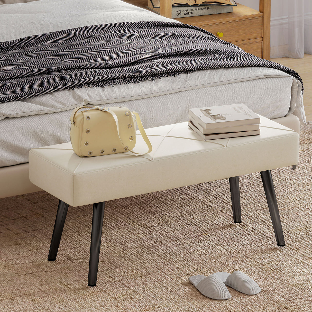 Velvet Hallway Seating Bench 100cm Wide - Velmora