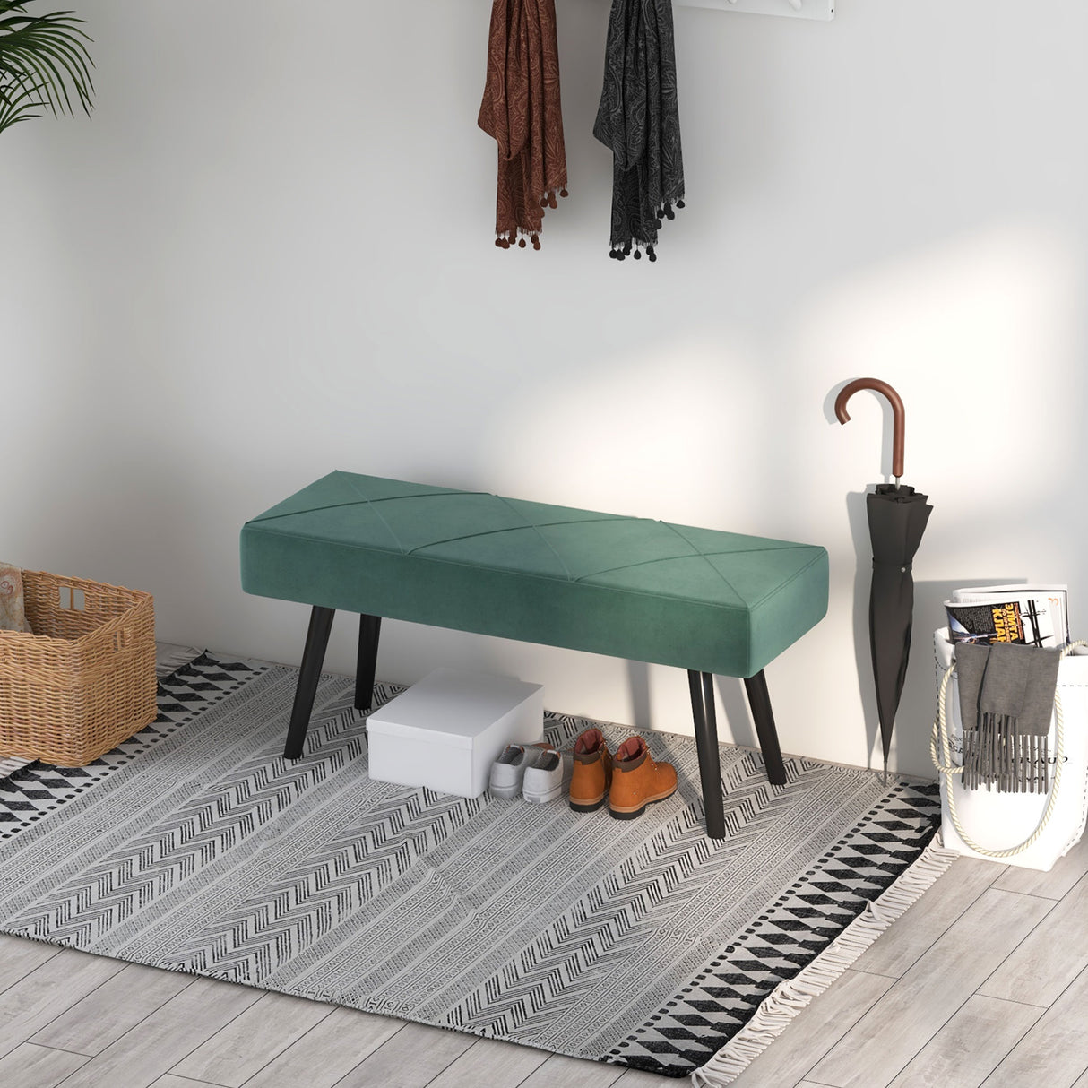 Velvet Hallway Seating Bench 100cm Wide - Velmora