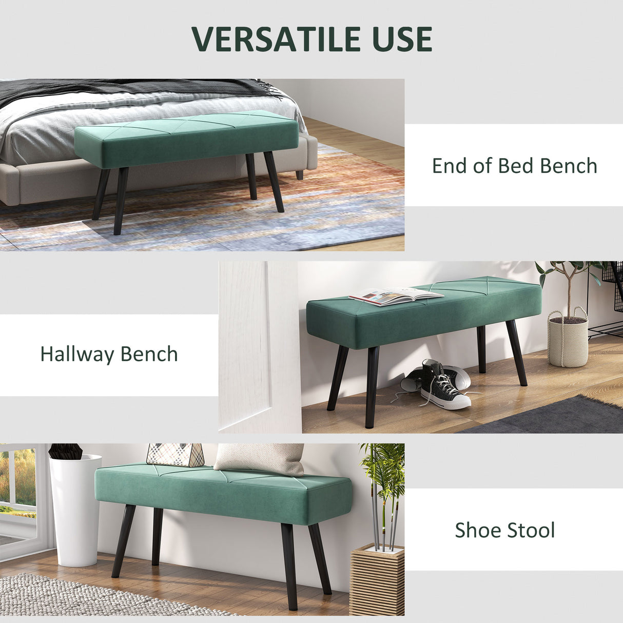 Velvet Hallway Seating Bench 100cm Wide - Velmora