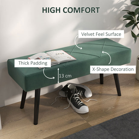 Velvet Hallway Seating Bench 100cm Wide - Velmora