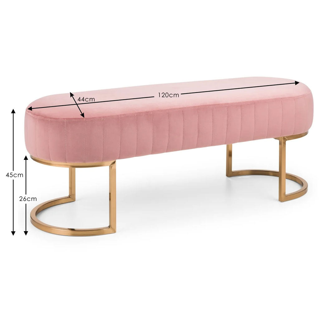 Velvet Hallway Seating Bench With Gold Legs - Harrogate