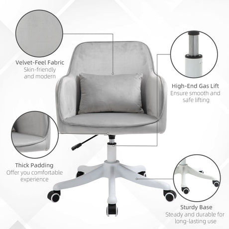 Velvet Home And Office Chair 57cm Wide With Lumbar Pillow - Velmora