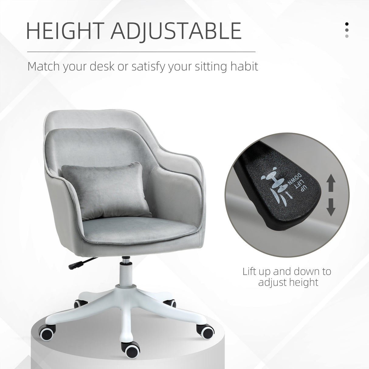 Velvet Home And Office Chair 57cm Wide With Lumbar Pillow - Velmora