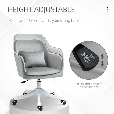 Velvet Home And Office Chair 57cm Wide With Lumbar Pillow - Velmora