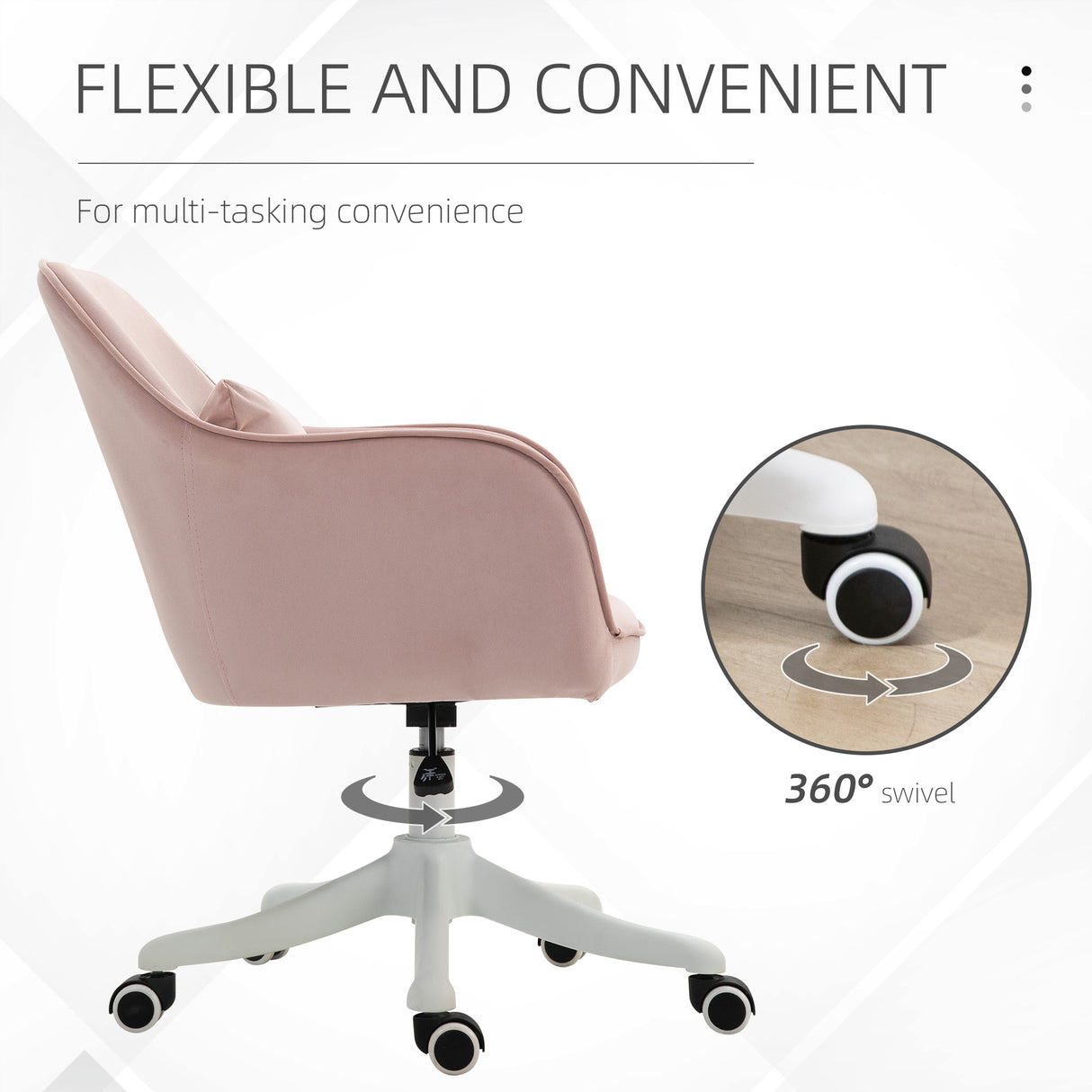 Velvet Home And Office Chair 57cm Wide With Lumbar Pillow - Velmora