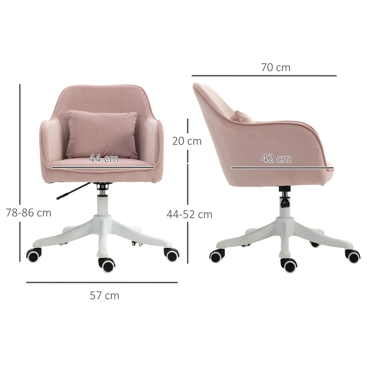 Velvet Home And Office Chair 57cm Wide With Lumbar Pillow - Velmora