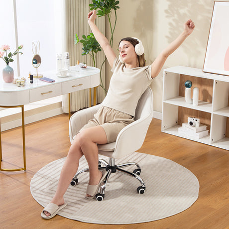Velvet Home And Office Chair 57cm Wide With Rolling Wheels - Velmora